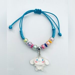 Cute Blue Bracelet with Colorful Beads and Charm